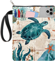 Copertina per Notebook in Stoffa Protettiva con Motivi Oceano, Squalo e Alga Marina Blu, Rilasciabile e Lavabile, con Tasca e Raccordo con Rits per Libri di 11 x 8,6 Pollici