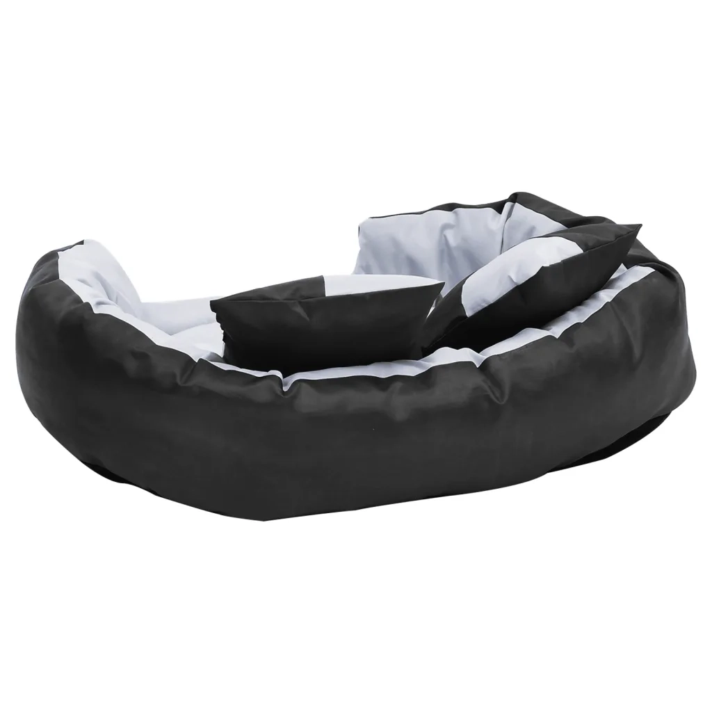 Cuscino per Cani Reversibile e Lavabile Grigio Nero 85x70x20 cm cod mxl 45383
