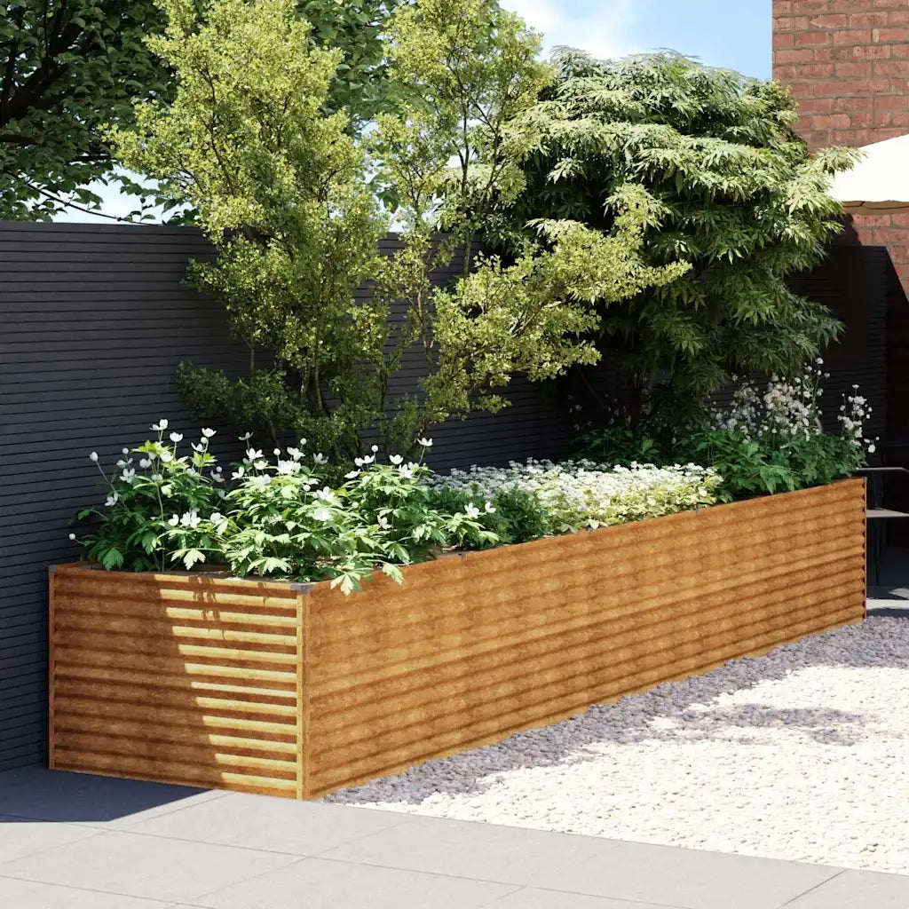 Fioriera Rialzata da Giardino-Vaso da Esterno-Fioriera Elevata 479x100x69 cm in Acciaio Corten