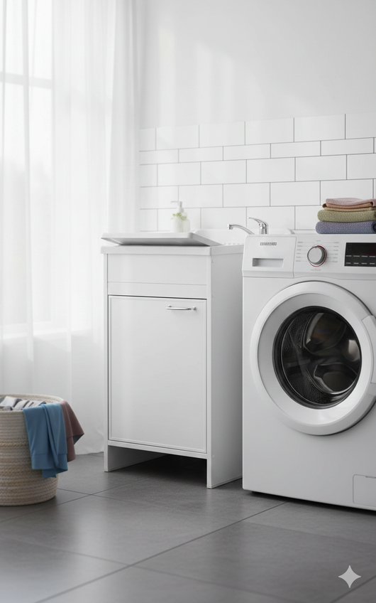 Mobile Lavatoio in PVC 50x50x85 cm 1 Anta Forlani Garden Bianco