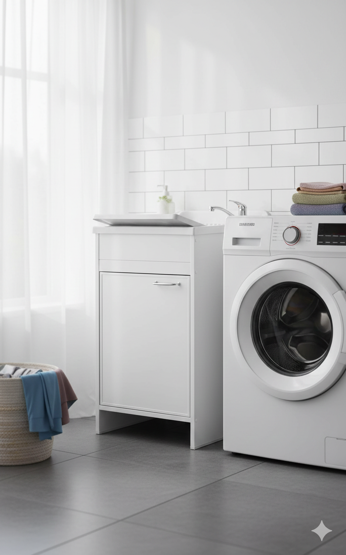 Mobile Lavatoio in PVC 50x50x85 cm 1 Anta Forlani Garden Bianco