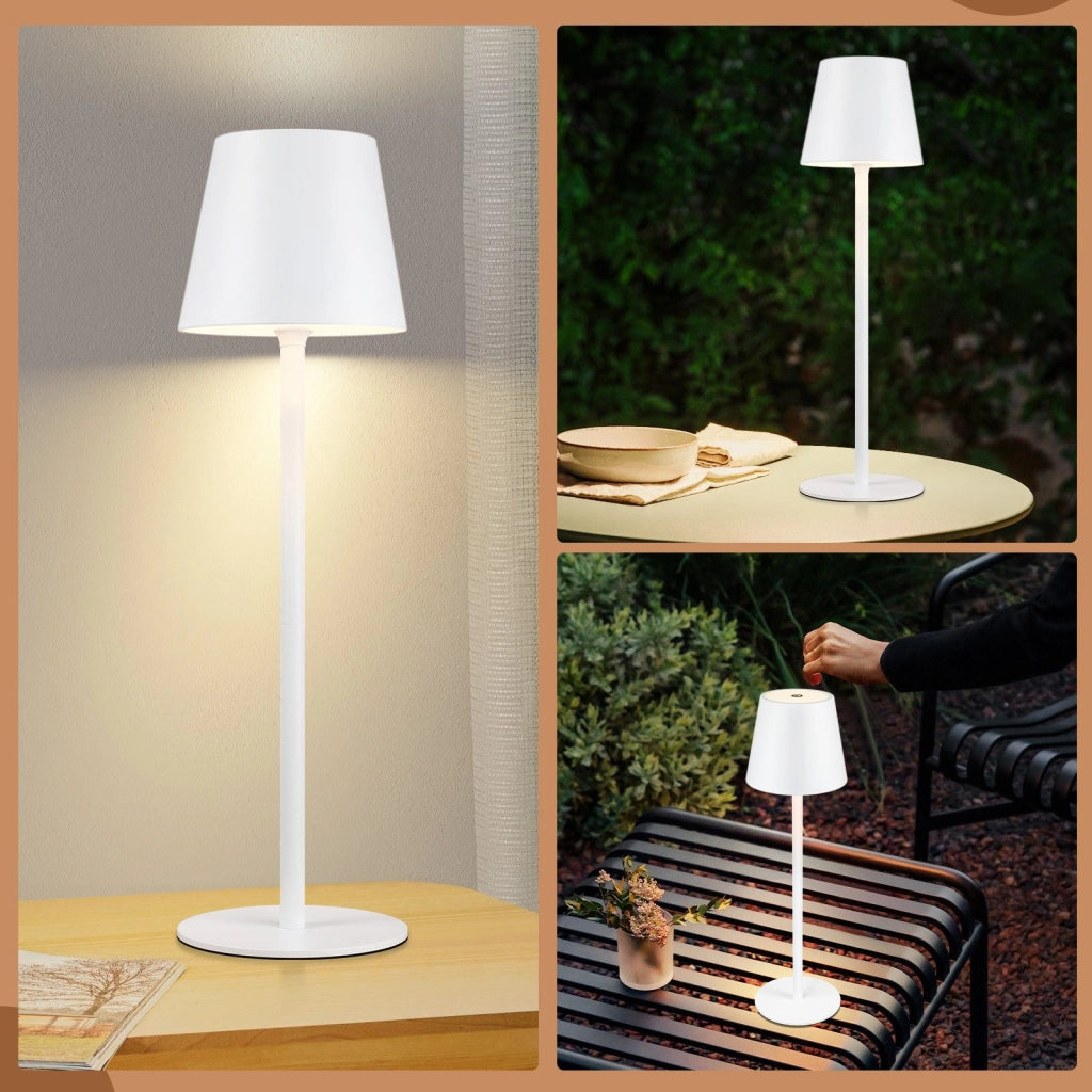 ZMH Lampada da tavolo LED wireless bianca batteria 2600mAh touch ricaricabile USB per esterno camera letto