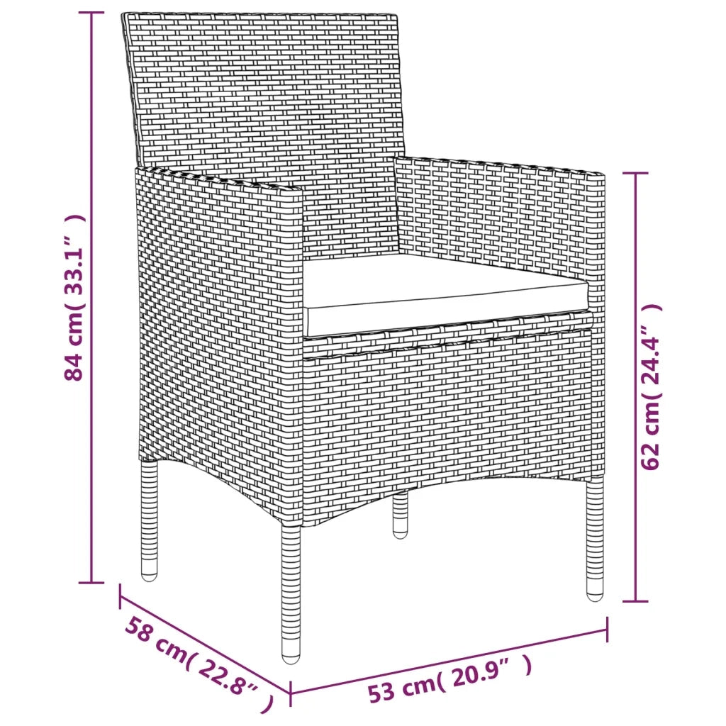 Set da Pranzo da Giardino 7 pz con Cuscini Beige e Nero cod mxl 40024