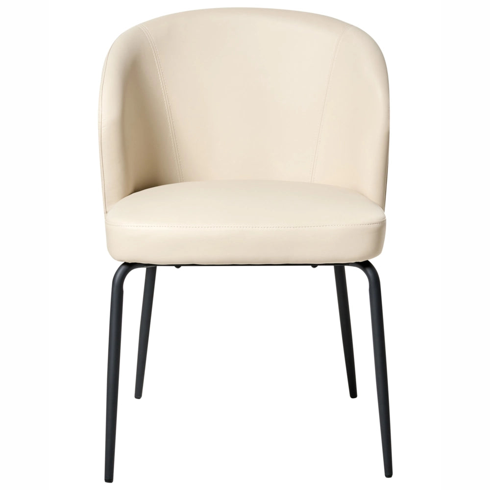 Set di 2 Sedie da Pranzo Rivestimento in Similpelle Seduta Imbottita Gambe in Ferro Beige Chiaro