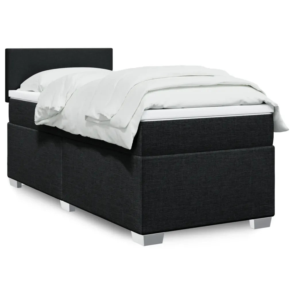 Letto singolo | Letto per adulti | Giroletto a Molle con Materasso Nero 80x200 cm inTessuto