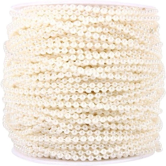 Decorazione di nozze DIY con guirlande di perle e corda con perle - 50m - 3mm - beige