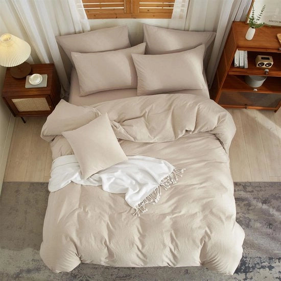 Set di Biancheria da Letto Leggera e Respirante in Muslino Cotone e Lino per un Sonno Comodo