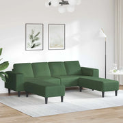 Divano Verde Scuro 250 x 188 x 76 cm Tessuto in Cords 3335136