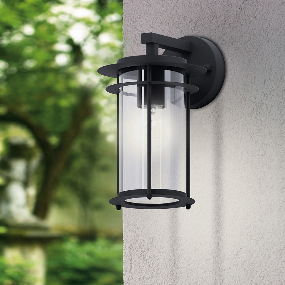 Applique Esterno Contemporanea Valdeo Metallo Nero Vetro Bianco 1 Luce E27