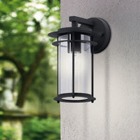 Applique Esterno Contemporanea Valdeo Metallo Nero Vetro Bianco 1 Luce E27