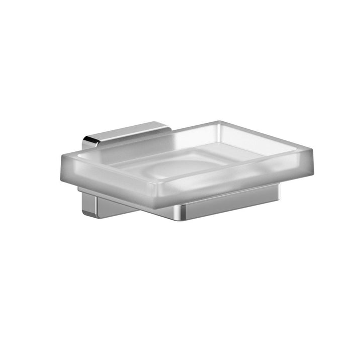 Porta saponetta serie cubo a muro in vetro satinato - fissaggio ad incollo o con viti