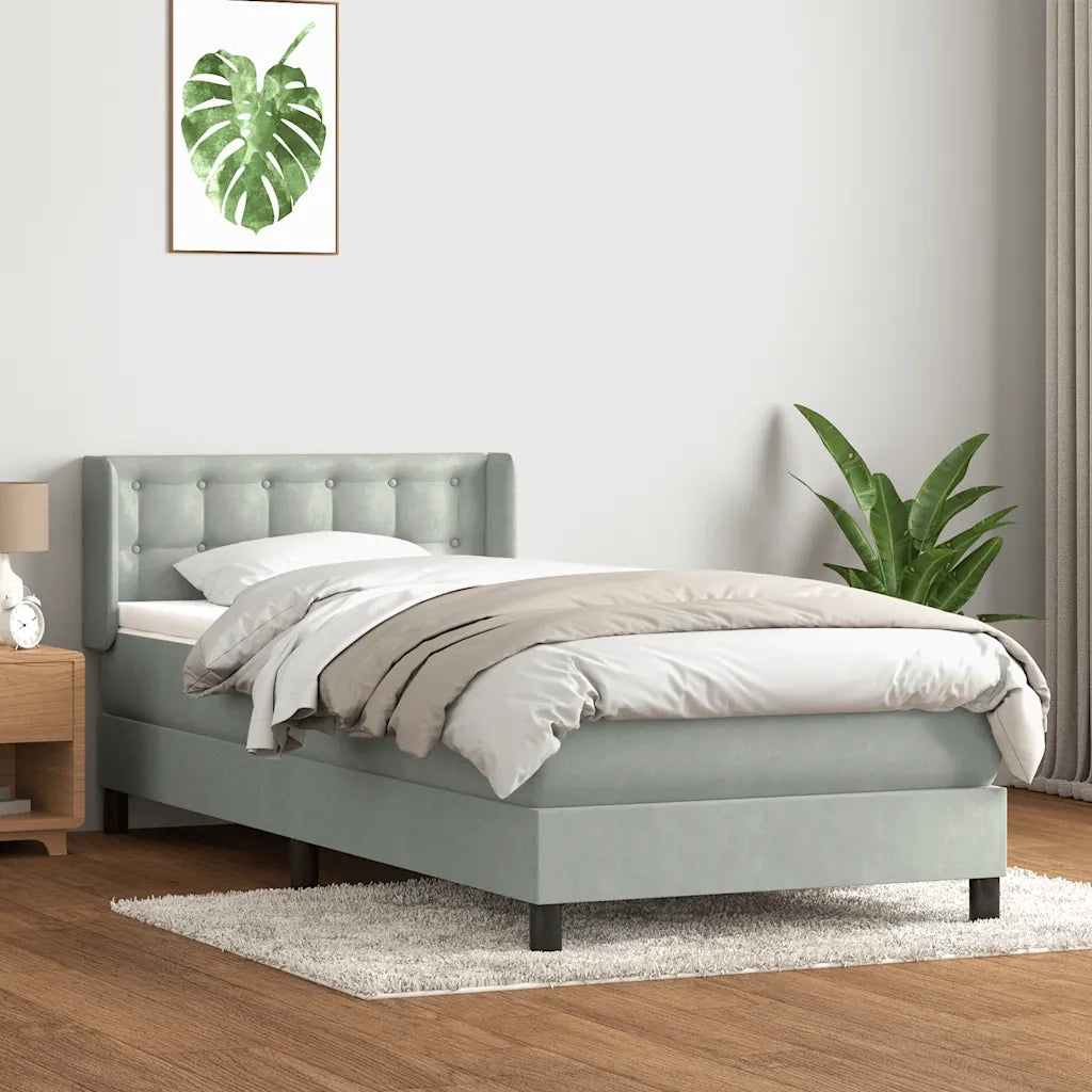 Giroletto a Molle con Materasso-Struttura Letto Grigio Chiaro 80x210 cm Velluto 495764