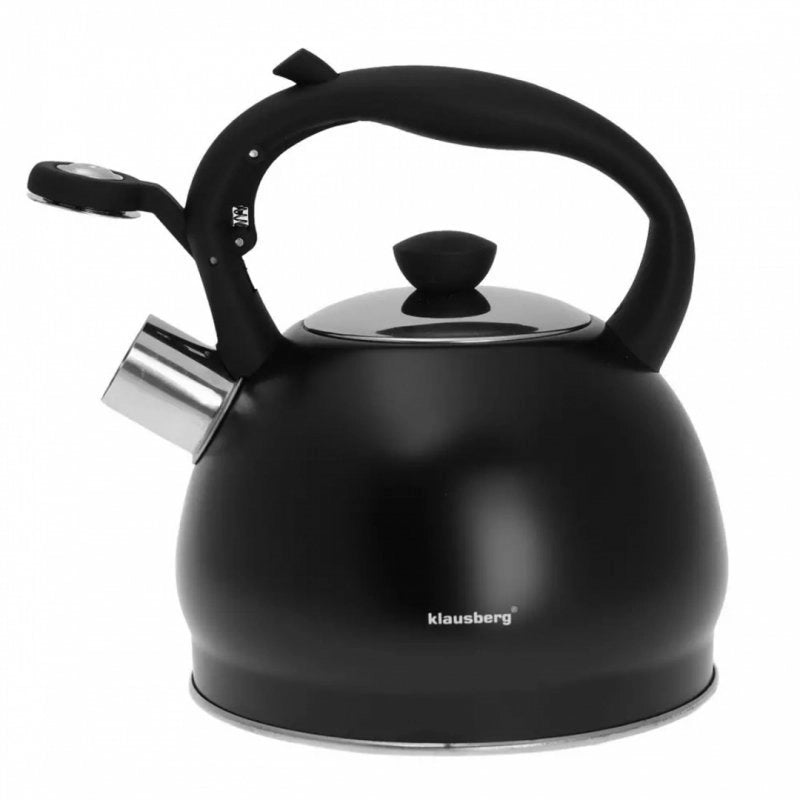 Klausberg KB-7428 Bollitore a fischio in acciaio inossidabile nero opaco da 2 litri