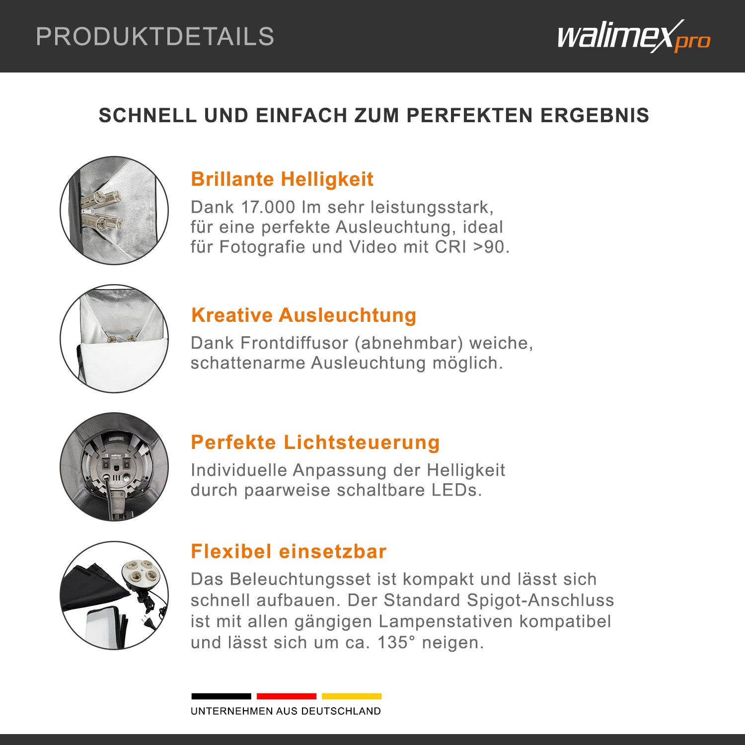 Set Softbox 50x70cm con 4 LED 35W, inclinazione di 135°, con diffusore, per illuminazione studio fotografico