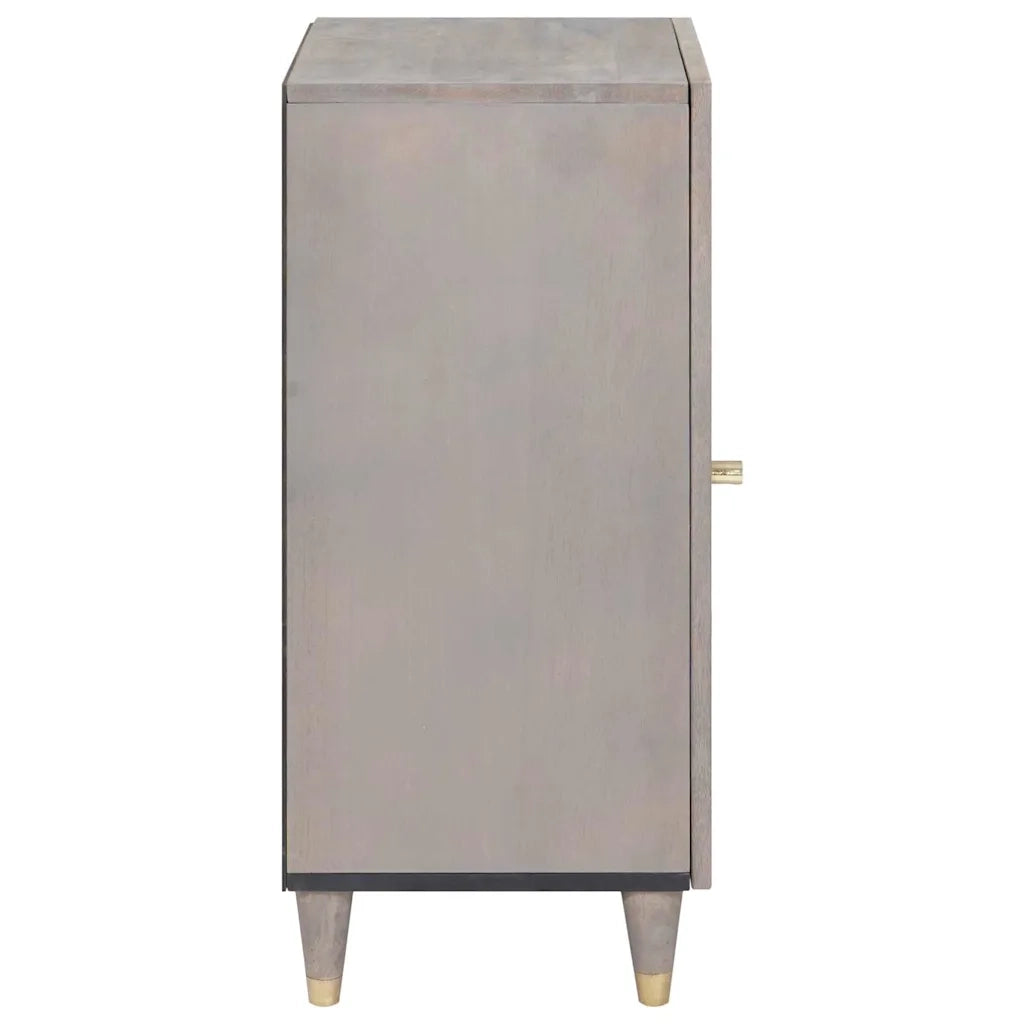 Credenza | Madia | Buffet da pranzo | Armadio da pranzo Grigio e Oro 40 x 33 x 75 cm Legno di mango massello