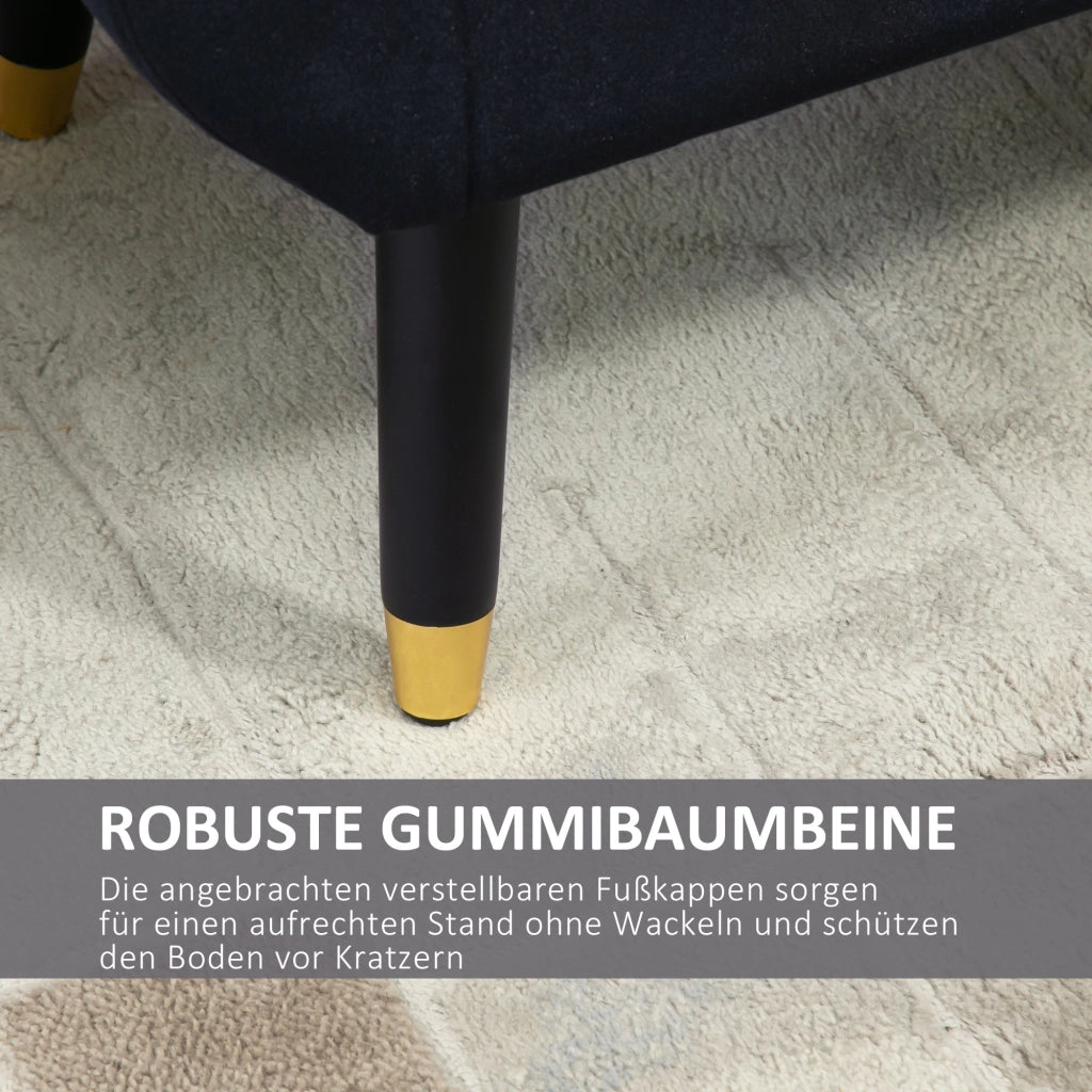 Panca contenitore elegante con seduta imbottita e interno capiente, gambe in legno di caucciù, poliestere, nero