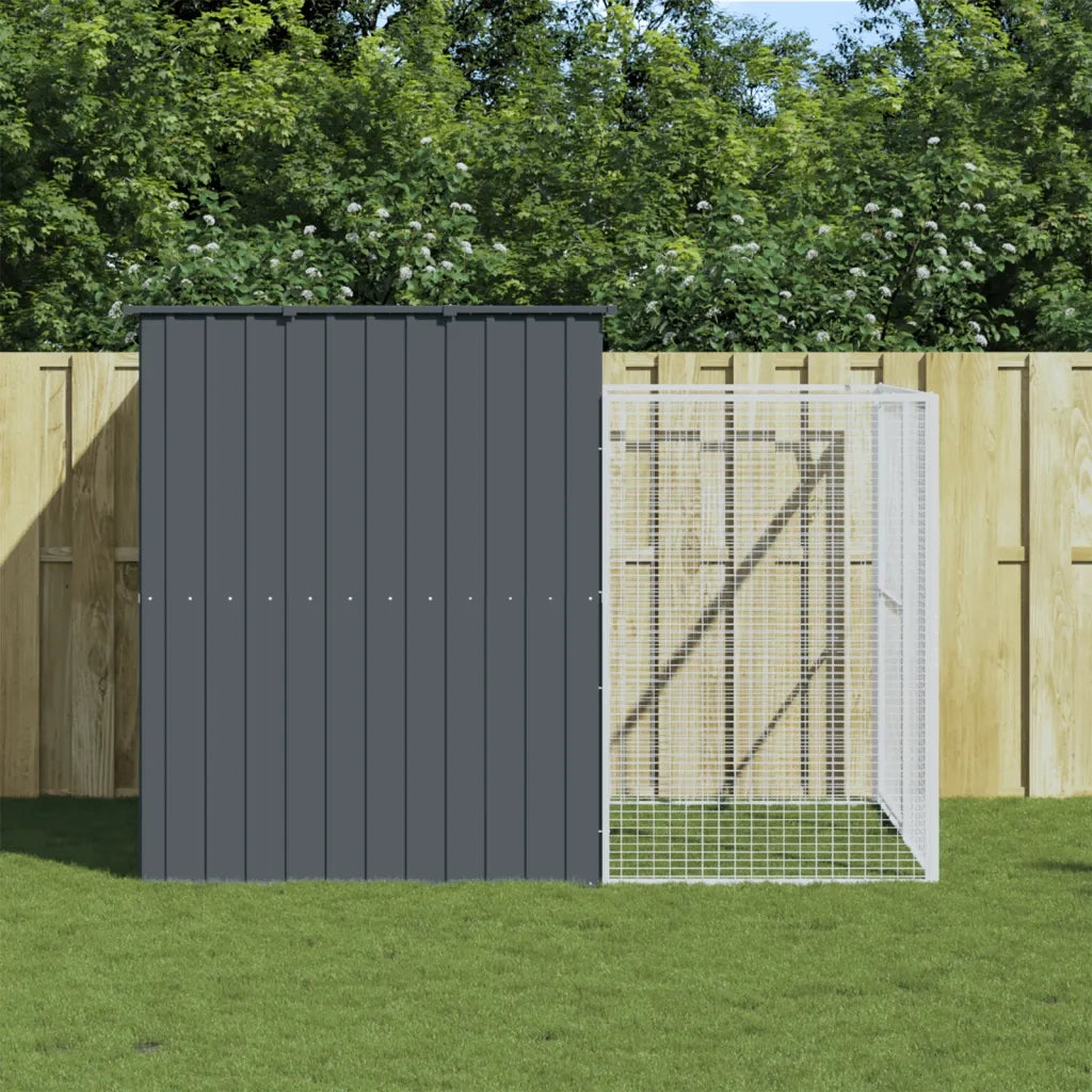 Casetta Cani con Corsa Antracite 214x253x181 cm Acciaio Zincatocod mxl 69935