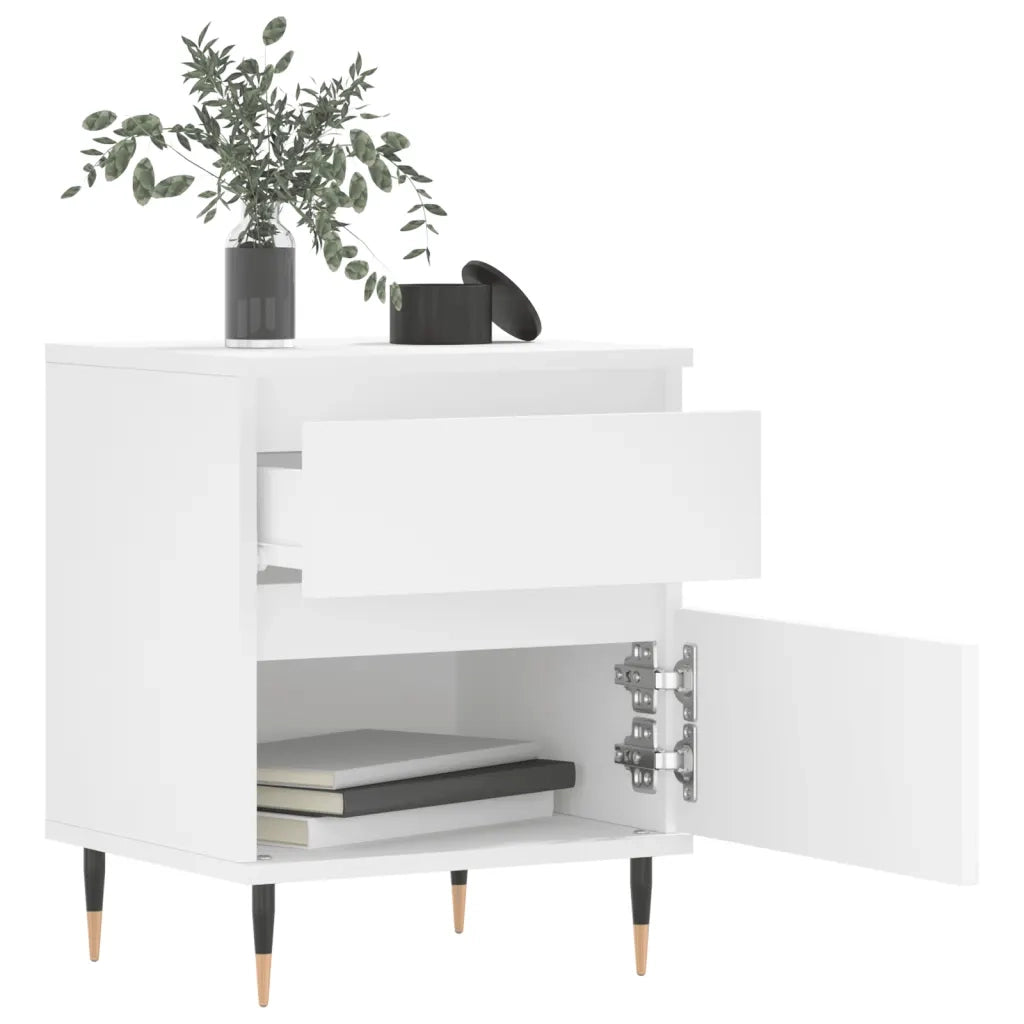 Comodino | Armadio da Notte | Mobiletto da notte Bianco 40x35x50 cm in Legno Multistrato