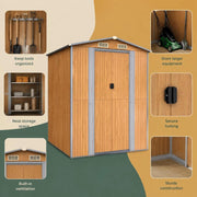 Light Brown Garden Shed, 192x191x223 Cm, Galvanized Steel