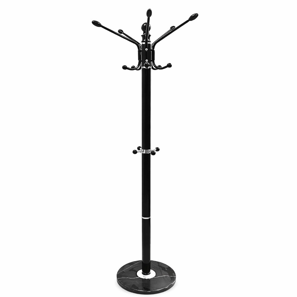 Appendiabiti in Metallo con Base in Pietra Nero 174 cm Moderno con 16 Ganci