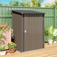 Casetta da Giardino Porta Attrezzi in Acciaio Galvanizzato e Porta, 100x103x160cm, Marrone