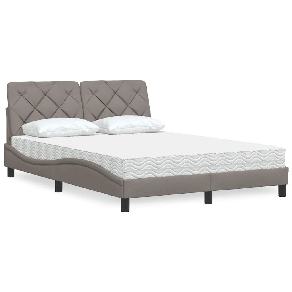 Letto con Materasso Tortora 140x190 cm in Tessuto 3310738