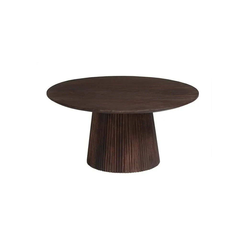 Tavolino basso rotondo MITCHEL – Legno esotico di mango marrone diametro 80 cm