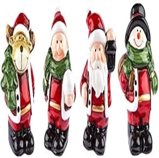 Figure decorative miniatura | Natale | 4 pezzi | renna, Babbo Natale, fiocco di neve & bambino invernale | figure natalizie ideali per il ricamo o come decorazione da tavola (altezza ca. 7 cm)