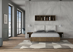 Letto Matrimoniale 160x200 cm con Rete e Contenitore Alzata Comoda Struttura Noce con Cuscini in Similpelle Egos Appia