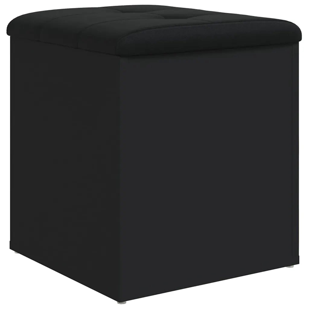 Panca Portaoggetti-Sgabello-Panca con Contenitore Nera 42x42x45 cm in Legno Multistrato