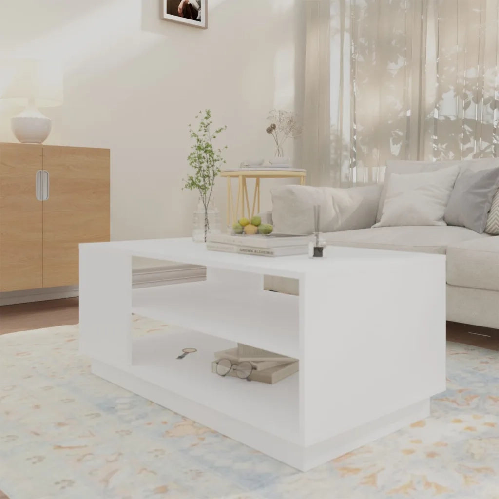Tavolino da Salotto-Tavolino da soggiorno-Tavolo Bianco 102x55x43 cm in Truciolato