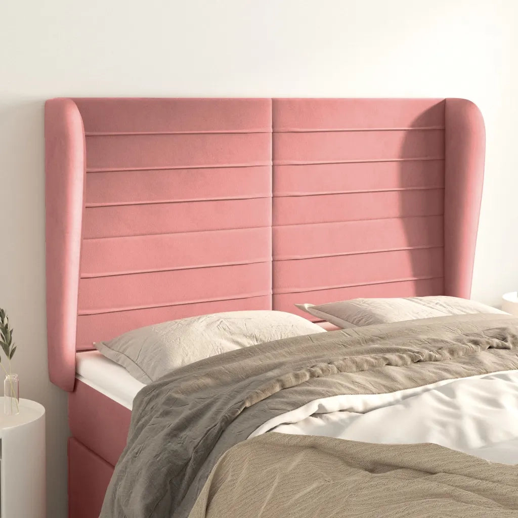 Testiera ad Orecchio-Testata con Orecchie Rosa 147x23x118/128 cm in Velluto 522370