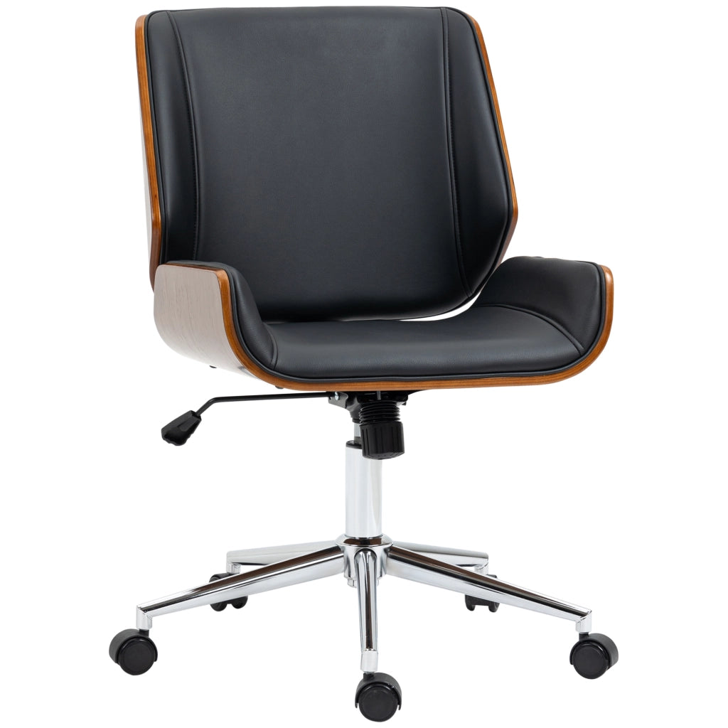 Sedia da ufficio girevole con funzione oscillante e altezza regolabile, schienale medio, in similpelle nera