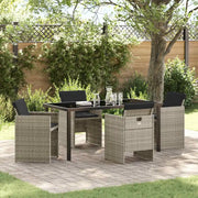 Set da Pranzo per Giardino 5 pcs Grigio chiaro polyrattan