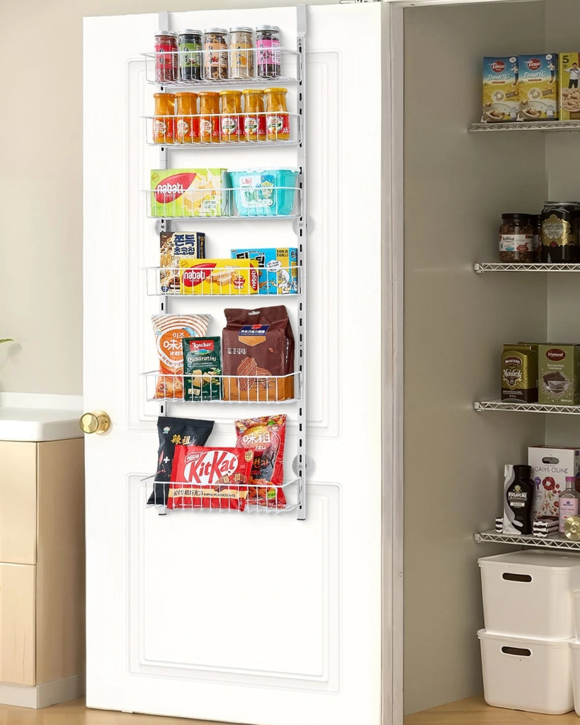 Organizzatore per porta a 6 ripiani regolabili in acciaio bianco DPO-6A scaffale portaspezie salvaspazio per cucina e dispensa