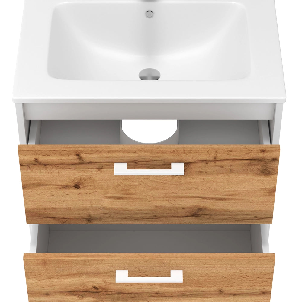 Vicco Set di mobili da bagno Rovere bianco/dorato 61 x 61.5 cm con lavabo