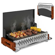 Barbecue a Carbone Pieghevole Portatile ¨C zephmum ¨C Nero 50.5x34x33 cm con Vassoio Estraibile