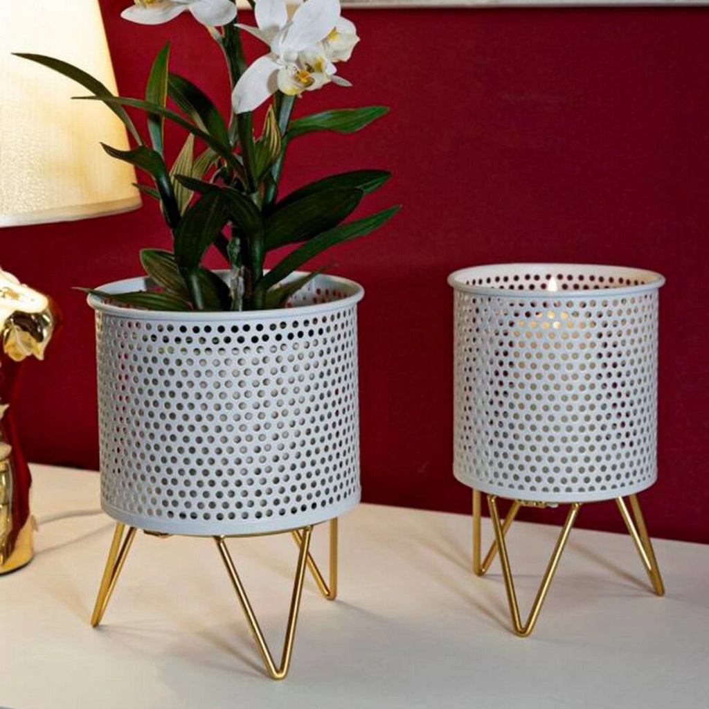 Oggettistica Vif, Complemento d'arredo, Articolo decorativo, Accessorio d'arredo, 16x16 h20 cm, Bianco e Oro