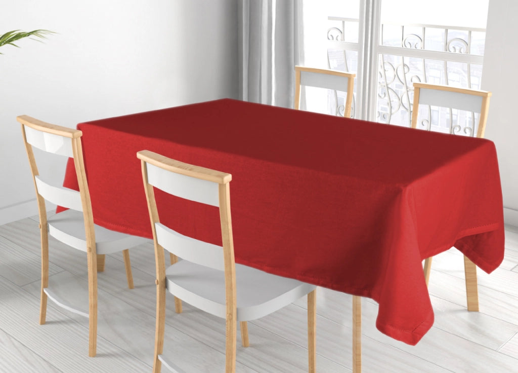 Tovaglia Cucina Soggiorno In Cotone Con Orlo A Giorno In Tinta Unita Ajour - 140x240cm - Rosso