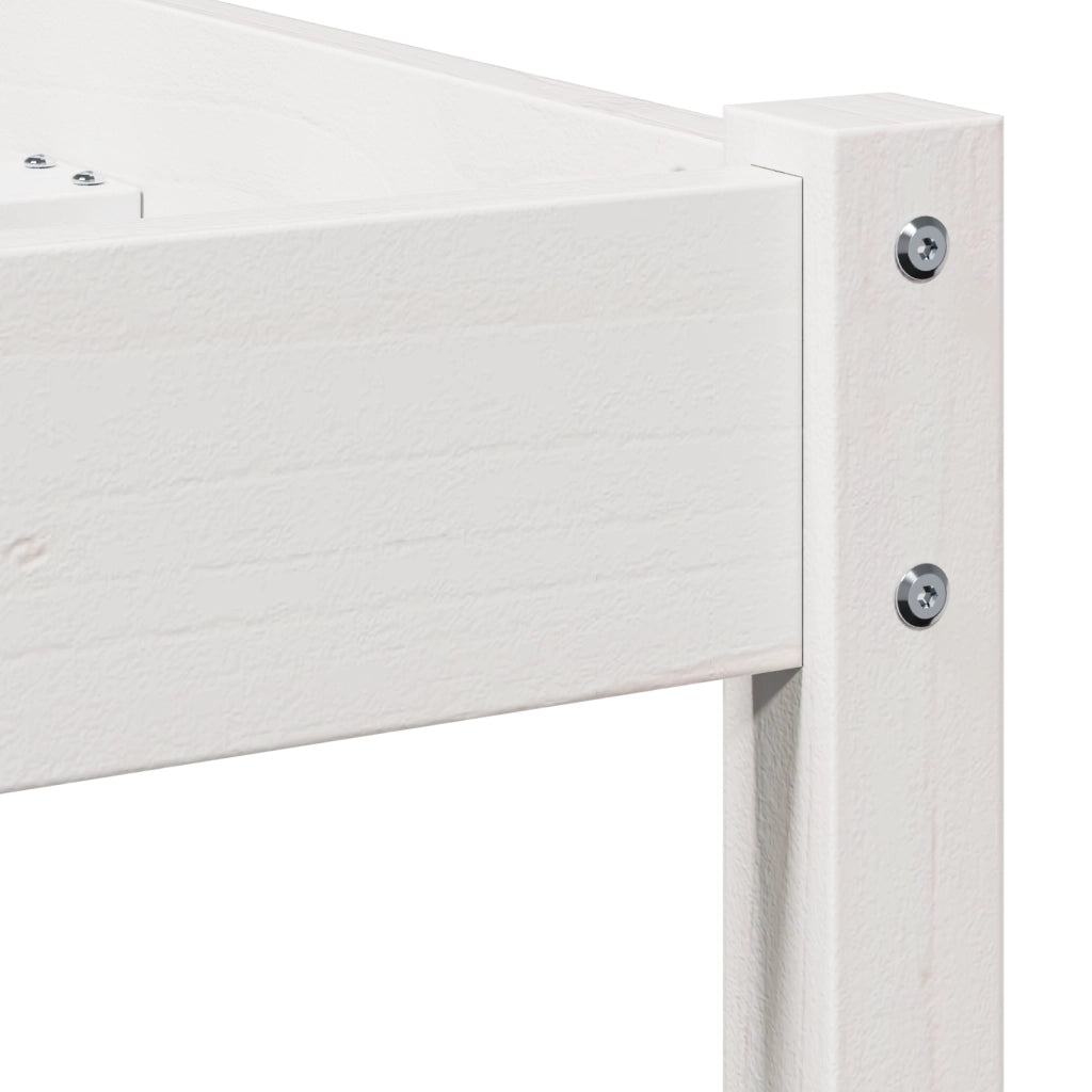Struttura Letto con Testiera Bianca 90x210 cm in Legno Massello di Pino