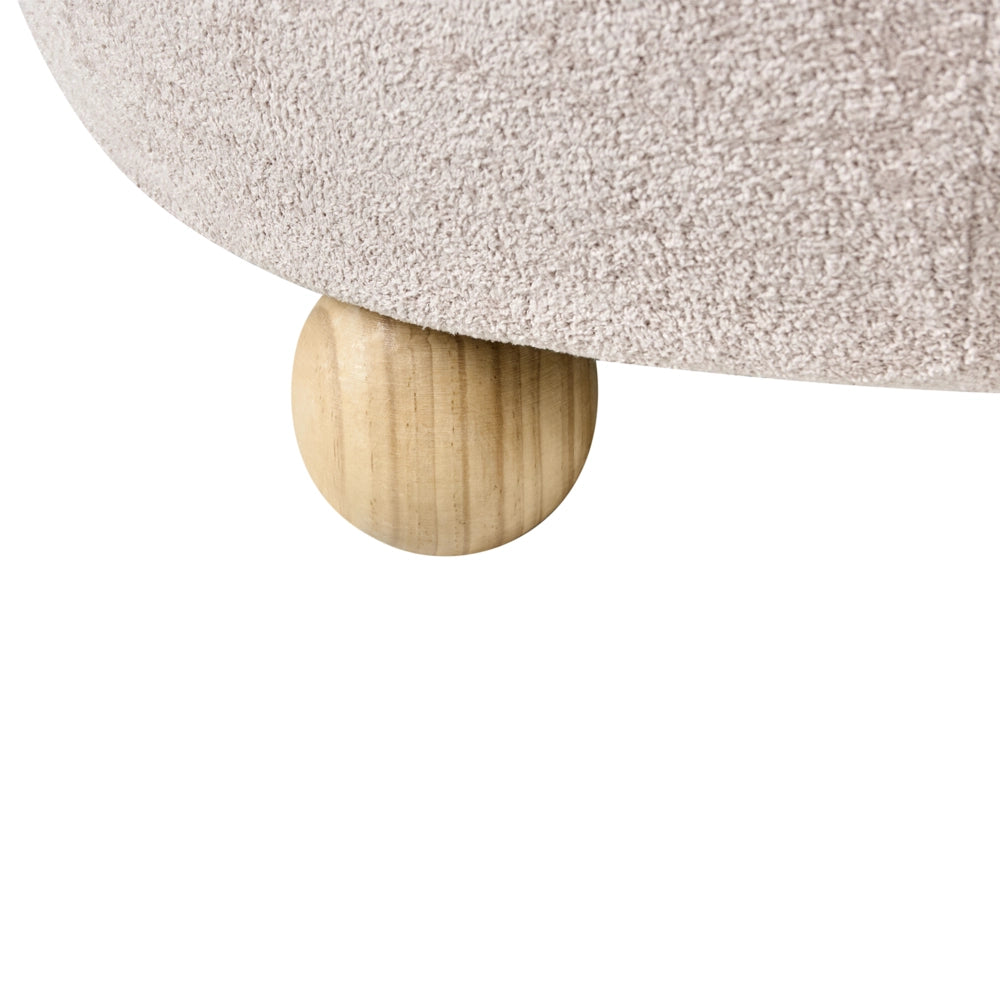Pouf beige chiaro rivestito in bouclé con contenitore Accessorio Soggiorno Camera da letto