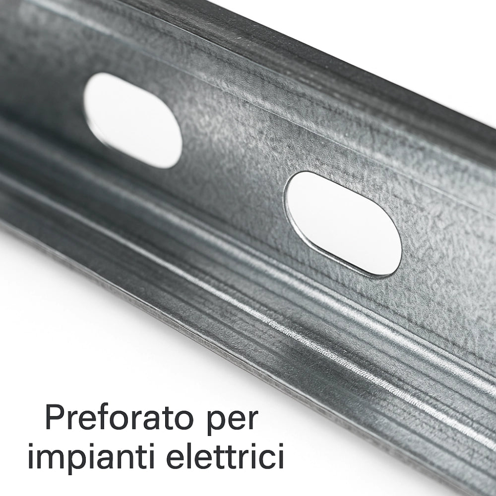 Montante c standard 2 m profilo preforato sp 0,6 mm fissaggio cartongesso 24 pz *** misure 47 x 99 x 50 mm, confezione 1