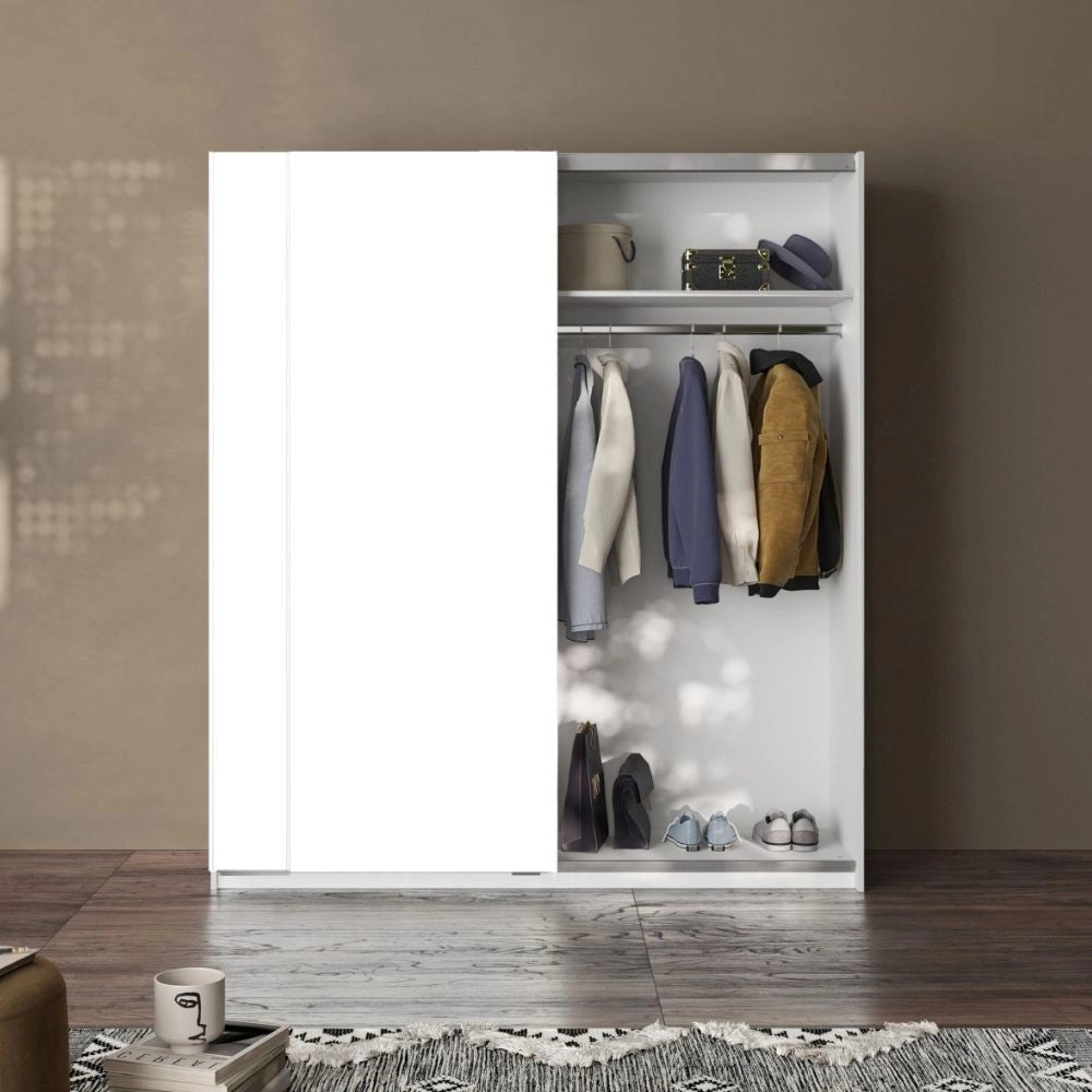 Armadio due ante scorrevoli bianco opaco Swing – 180x55x210H