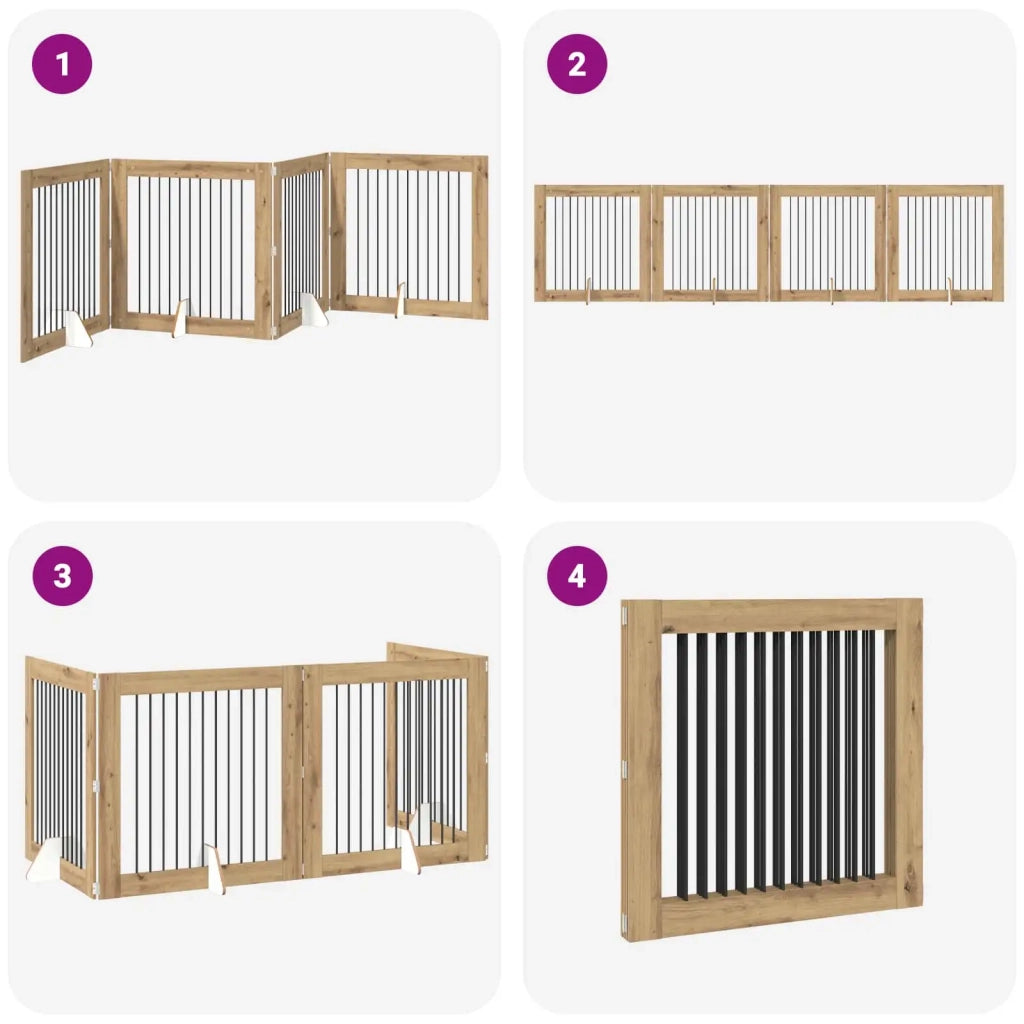 Cancello per cani pieghevole con supporti 4 pz 401 cm 892036