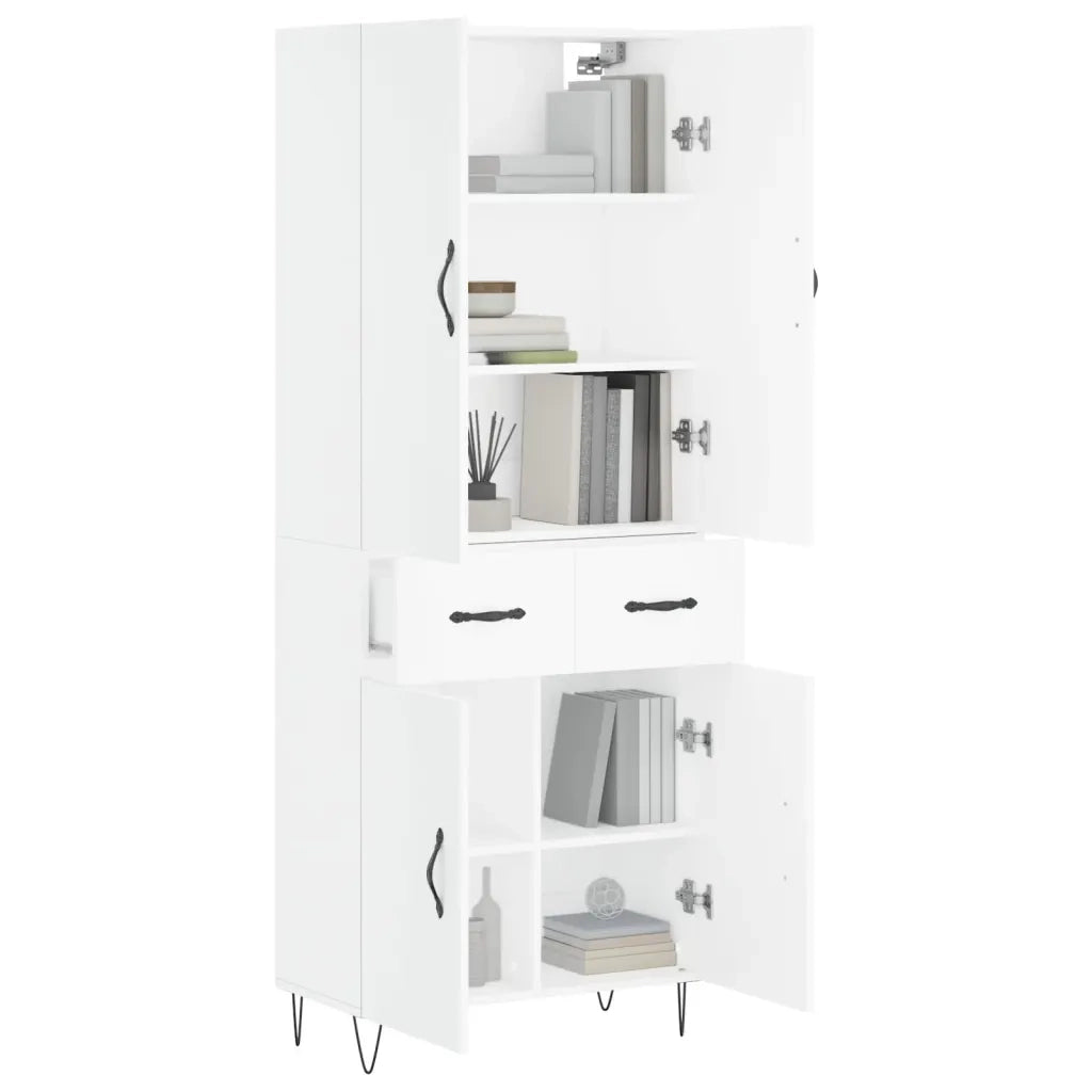 Credenza-Buffet-Armadio da cucina Bianca 69,5x34x180 cm in Legno Multistrato 834434