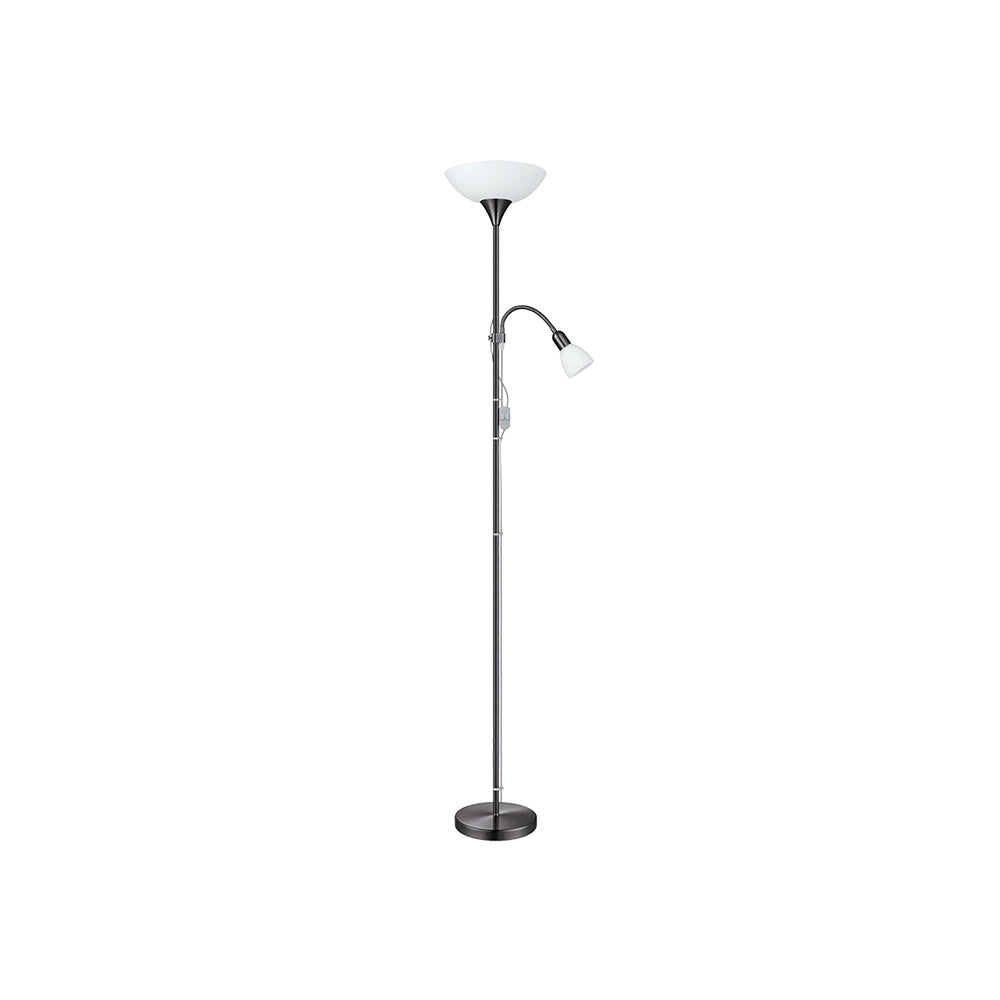 Piantana Contemporanea Up 2 2 Luci Acciaio Grigio E Nero
