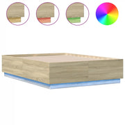 Letto matrimoniale | Letto per adulti | Giroletto Luci LED Rovere Sonoma 120x190 cm Legno Multistrato