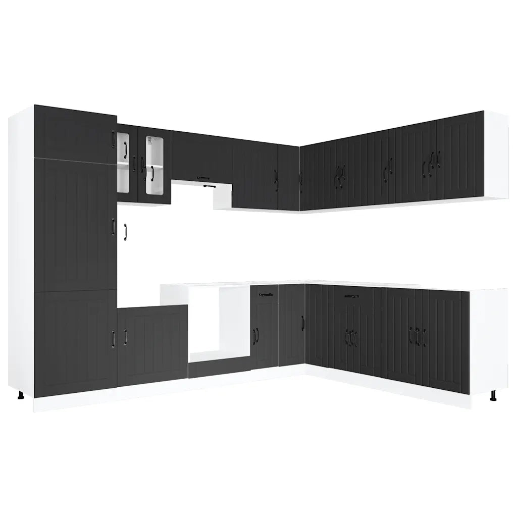 Set Mobili da Cucina 14 pz Lucca Neri Legno Multistrato 3314982