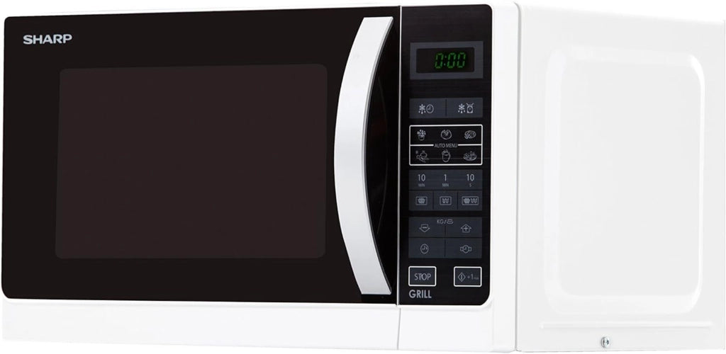 Sharp R-742WW forno a microonde Superficie piana Microonde con grill 25 L 900 W Nero, Bianco