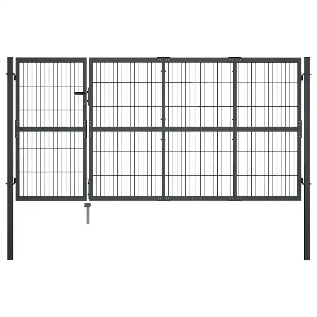 Cancello di Recinzione con Pali in Acciaio 350x120 cm Antracitecod mxl 71052